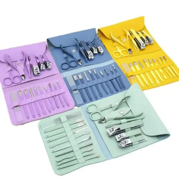 16 In 1 Nail Kit Manicure Cutters Nail Clipper Set Household Stainless Steel Ear Spoon Nail Clippers Pedicure Nail Scissors Tool Set (random Color) Pakletdeal