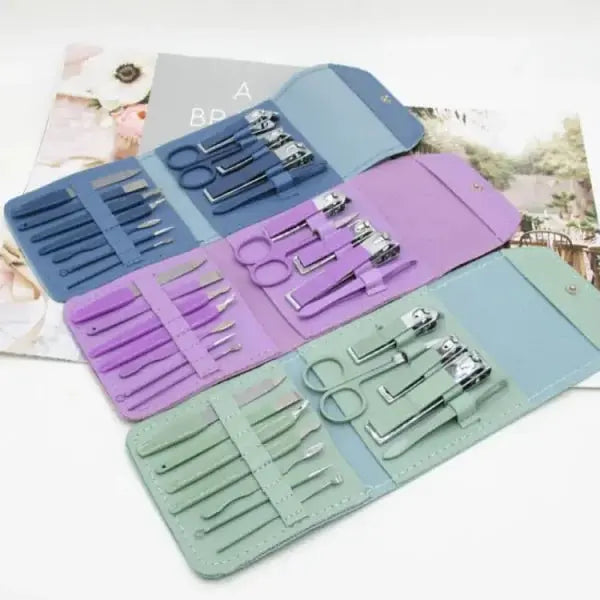 16 In 1 Nail Kit Manicure Cutters Nail Clipper Set Household Stainless Steel Ear Spoon Nail Clippers Pedicure Nail Scissors Tool Set (random Color) Pakletdeal