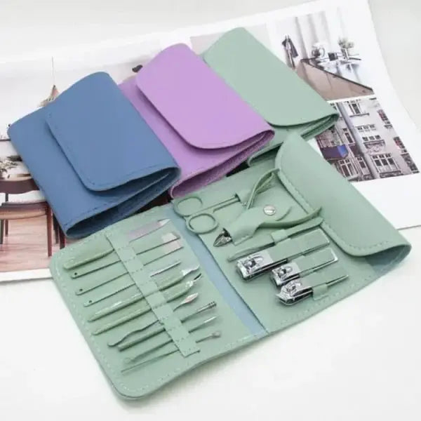 16 In 1 Nail Kit Manicure Cutters Nail Clipper Set Household Stainless Steel Ear Spoon Nail Clippers Pedicure Nail Scissors Tool Set (random Color) Pakletdeal