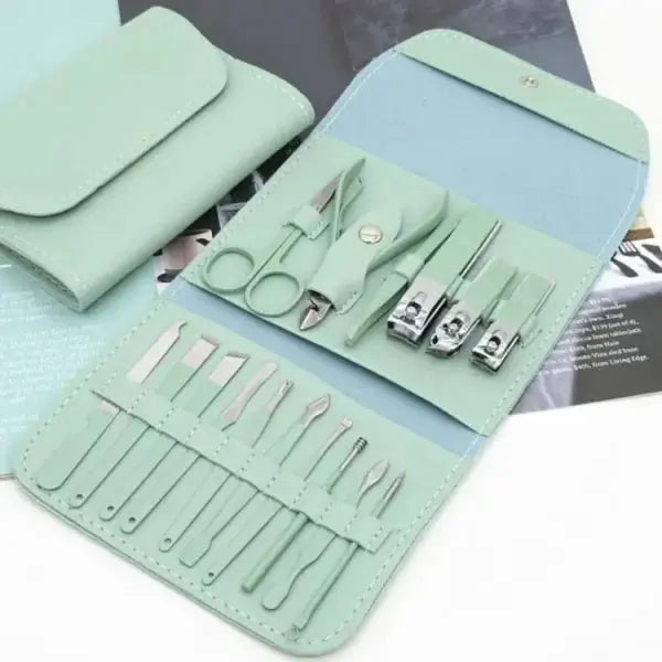 16 In 1 Nail Kit Manicure Cutters Nail Clipper Set Household Stainless Steel Ear Spoon Nail Clippers Pedicure Nail Scissors Tool Set (random Color) Pakletdeal