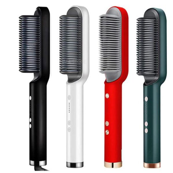 Hqt-909b Electric Hair Straightening & Curling Comb/brush – Dual-purpose Professional Hair Styler, Non-damaging Splint, | 2 In 1 Hair Straightener | ( Random Color ) Pakletdeal