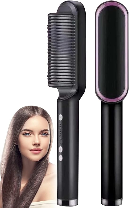 Hqt-909b Electric Hair Straightening & Curling Comb/brush – Dual-purpose Professional Hair Styler, Non-damaging Splint, | 2 In 1 Hair Straightener | ( Random Color ) Pakletdeal