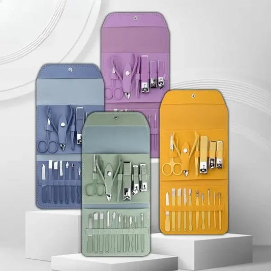 16 In 1 Nail Kit Manicure Cutters Nail Clipper Set Household Stainless Steel Ear Spoon Nail Clippers Pedicure Nail Scissors Tool Set (random Color) Pakletdeal